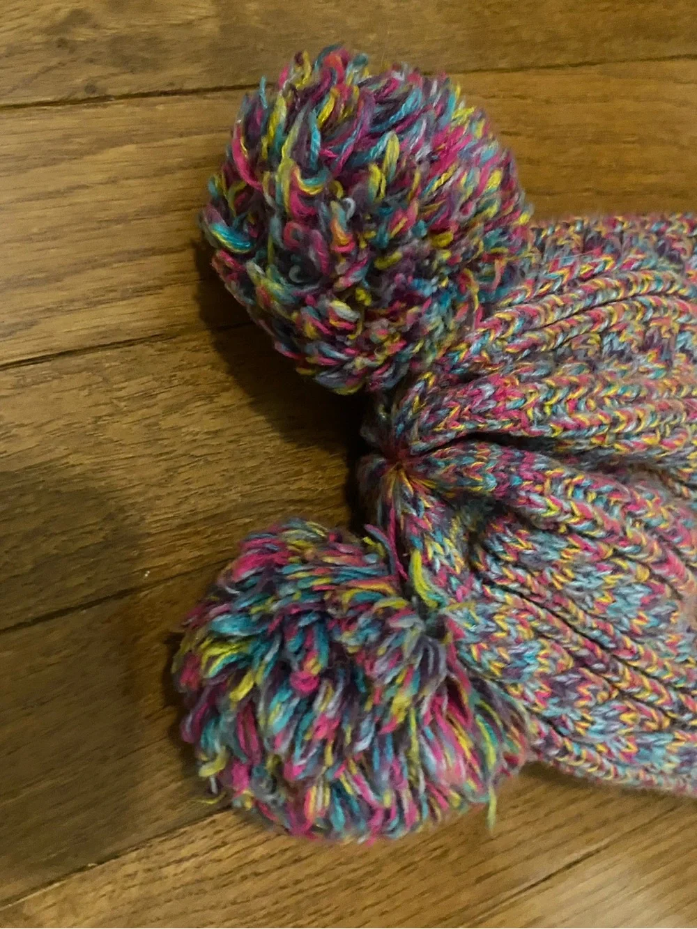 🌸 Kids Multicolor Knit Pom Beanie Hat - Pink Blend